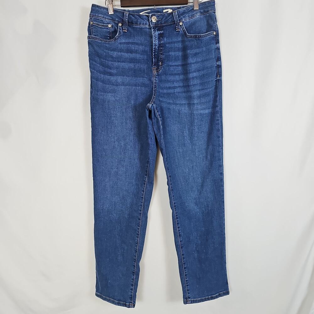 Seven 7 High Rise Straight Leg Jeans Womens Size 16 Medium Wash Blue Denim Faded
